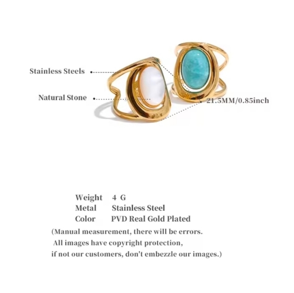 Gold Ring with Turquoise Stone - Picture 4 of 5